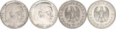 5 RM 1936 A - Hindenburg bez svastiky        2 ks