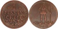 1 Pfennig 1737 IAB - opis MUNTZ       KM 215.3      "R"