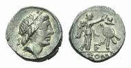 P. Vettius Sabinus.  Quinarius circa uncertain mint 81