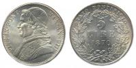 5 Lire 1870 R rok VIII -bez podpisu   "sběratelská kopie"  bílý kov