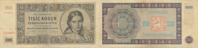 1000 Kčs 1945  sér. 02 C     Baj. 78c    neperf.