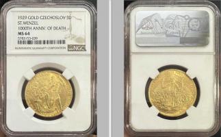 3 Dukát 1929, Zavraždění sv. Václava, NGC MS 64